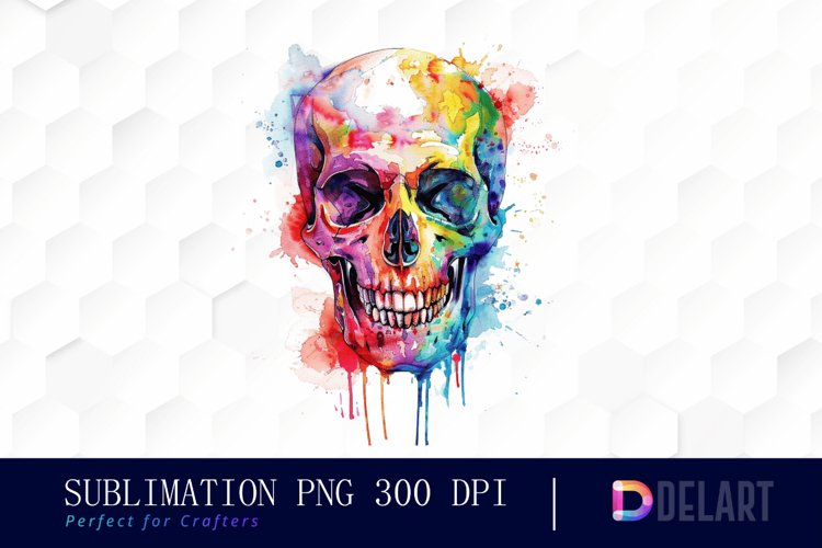 Colorful Skull Illustration Clipart