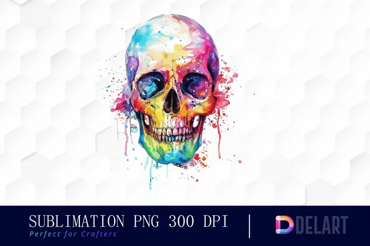 Colorful Skull Illustration Clipart