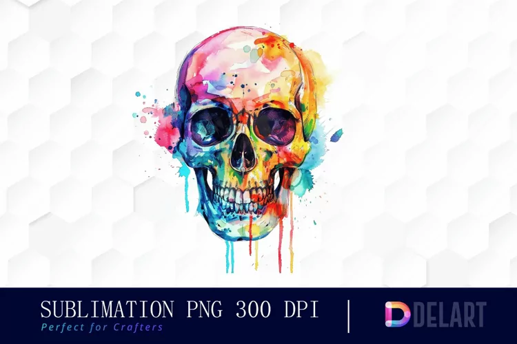 Colorful Skull Illustration Clipart
