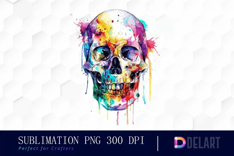 Colorful Skull Illustration Clipart