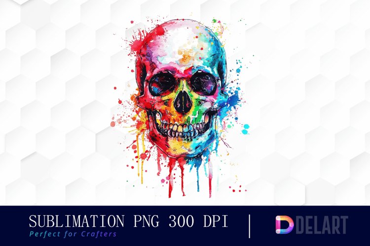 Colorful Skull Watercolor Clipart