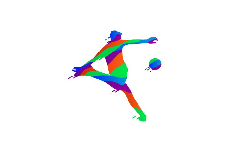 Colorful splash illustration football player design vector example image 1