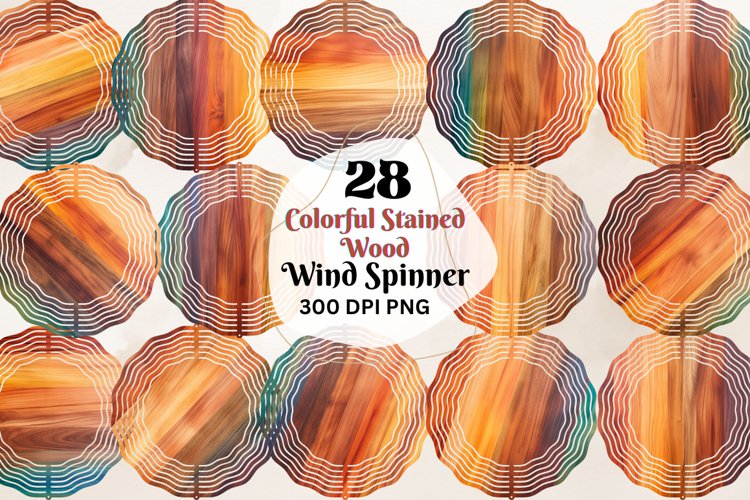 Colorful Stained Wood Coaster Wind Spinner Bundle example image 1
