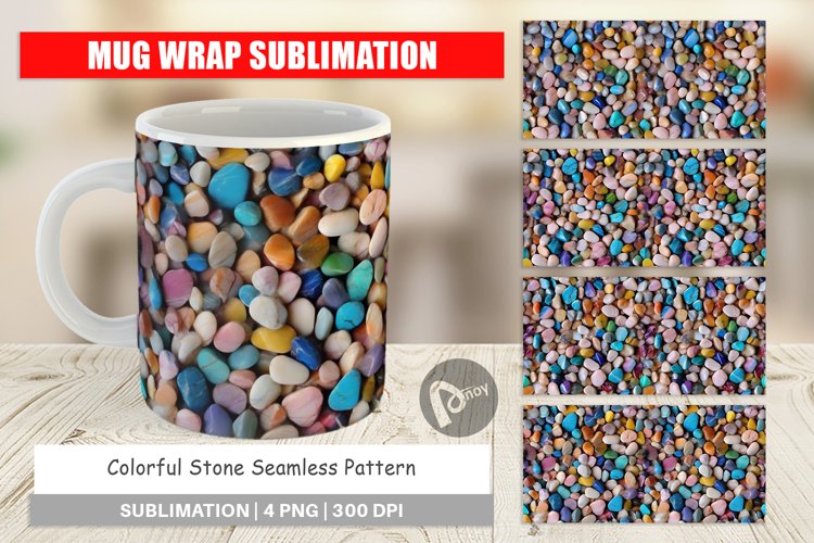 Mug sublimation design Colorful Stone Pattern example image 1