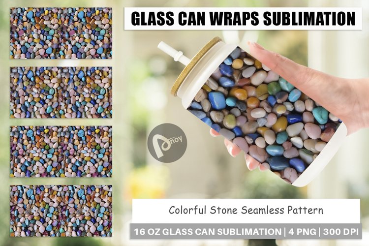Glass Can Wraps Colorful Stone Pattern