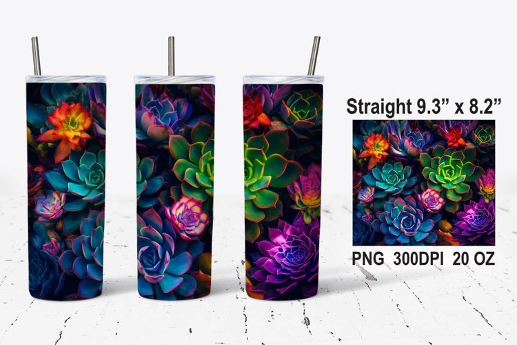 Succulent Tumbler Wrap, Succulent Sublimation Tumbler Wrap