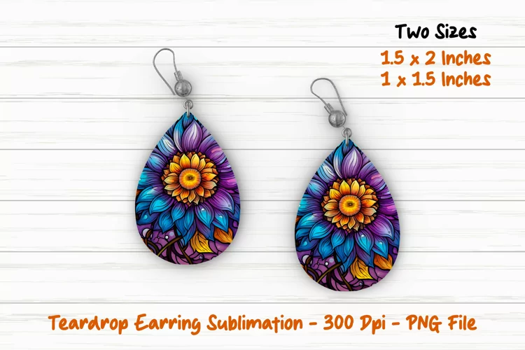 Colorful sunflower Teardrop Earring | Teardrop Earring