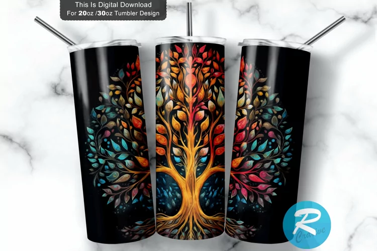 Colorful Tree of Life Yoga 20oz/30oz Skinny Tumbler