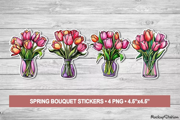 Tulip Stickers | Vintage Flowers Printable PNG |Spring