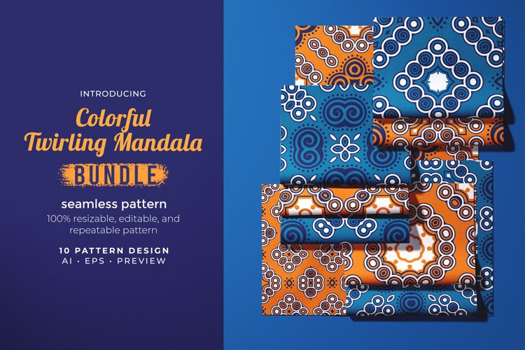 Colorful Twirling Mandala - Seamless Pattern
