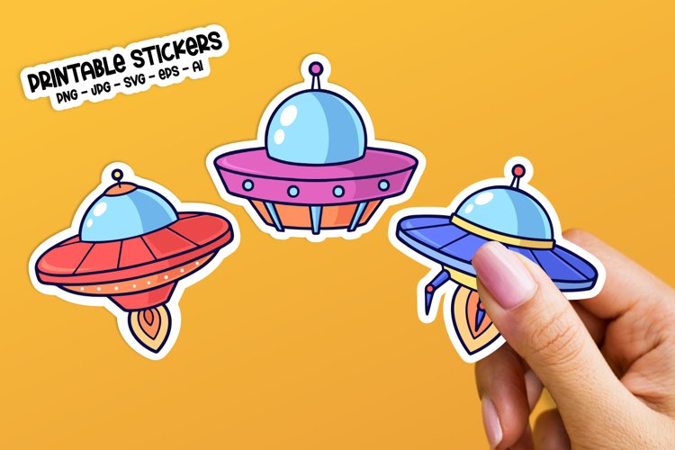 Colorful UFO Sticker Illustrations example image 1