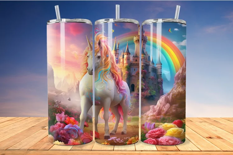 Colorful Unicorn Castle 20 Oz Skinny Tumbler