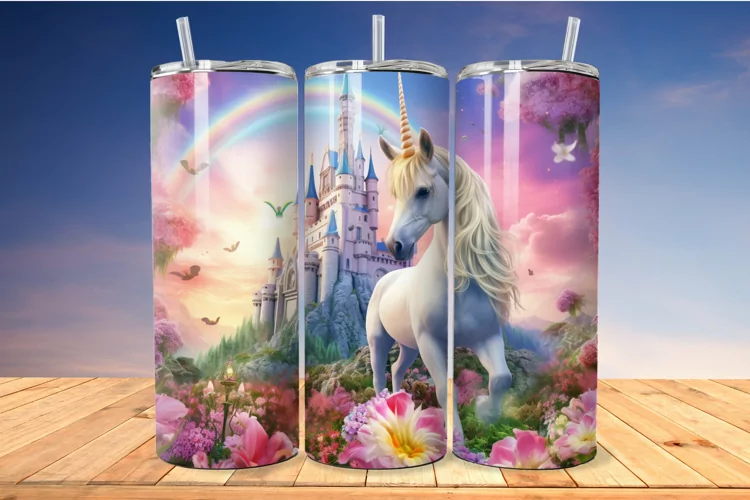 Colorful Unicorn Castle 20 Oz Skinny Tumbler