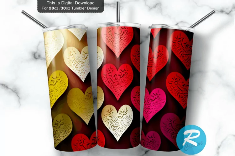 Colorful Valentine s Day Glitter 20oz/30oz Skinny Tumbler