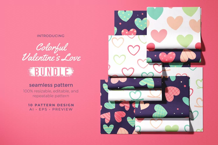 Colorful Valentine's Love - Seamless Pattern