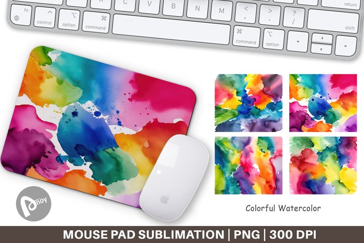 Mouse Pad Colorful Watercolor example image 1