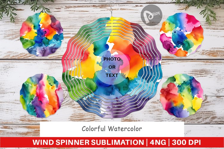 Wind Spinner Colorful Watercolor