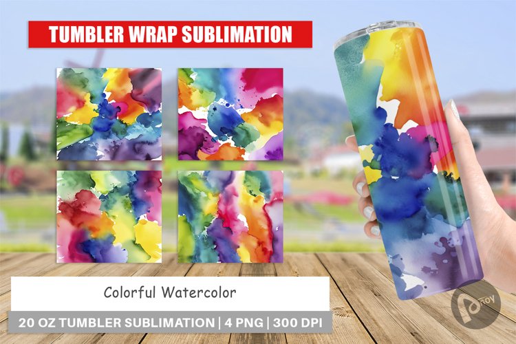 Tumbler Wrap Colorful Watercolor