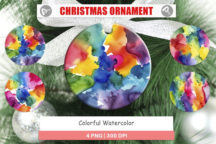 Christmas Ornaments Colorful Watercolor