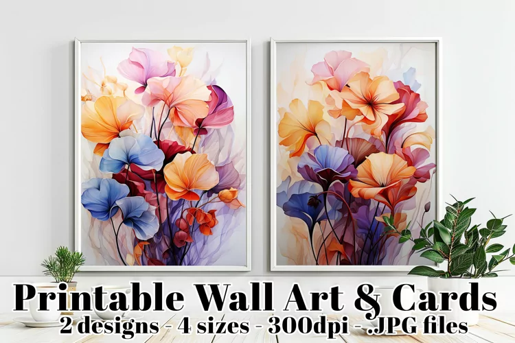 Watercolors Abstract Leaves Printable Cards and Posters, s3