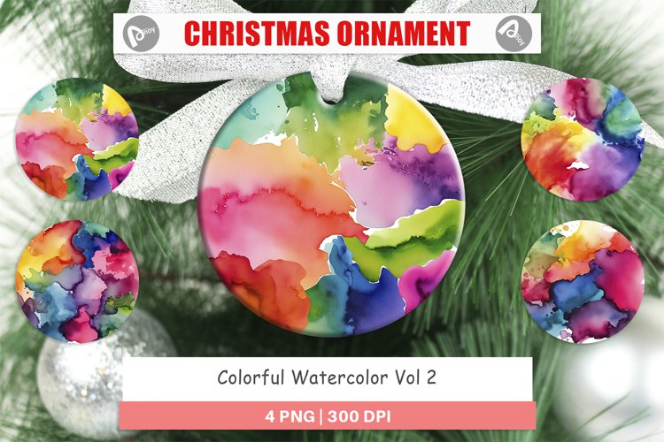 Christmas Ornaments Colorful Watercolor