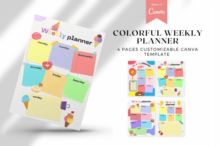 Colorful Weekly Planner, Canva Template