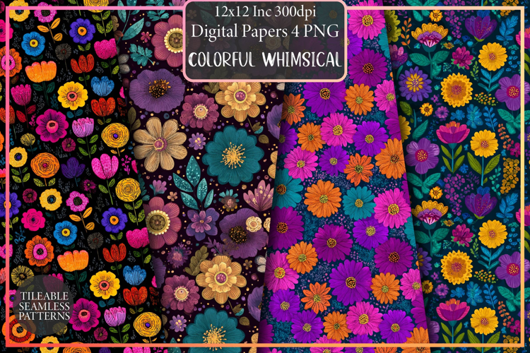 Colorful Whimsical Flowers Patterns