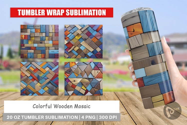 Tumbler Wrap Colorful Wood Mosaic