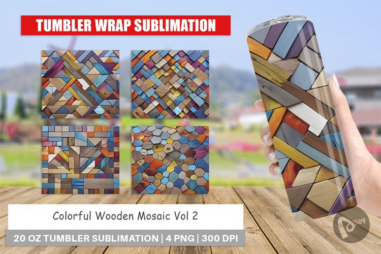 Tumbler Wrap Colorful Wood Mosaic
