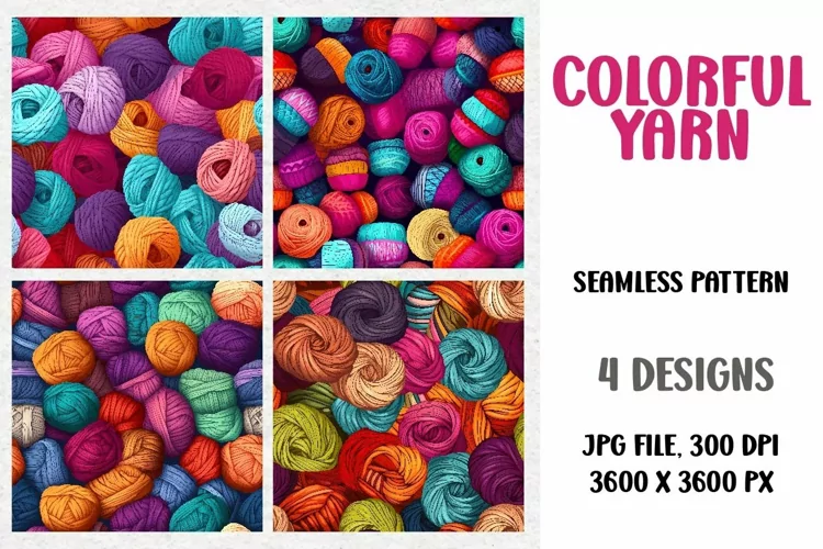 Colorful Yarn, Digital Paper, Seamless Pattern