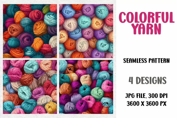 Colorful Yarn, Digital Paper, Seamless Pattern