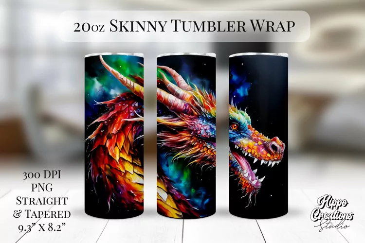 Dragon Tumbler Wrap - 20 oz Colorful Fantasy Sublimation