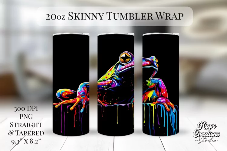 Colorful Neon Frog Tumbler Wrap - 20 oz Animal Tumbler Wrap