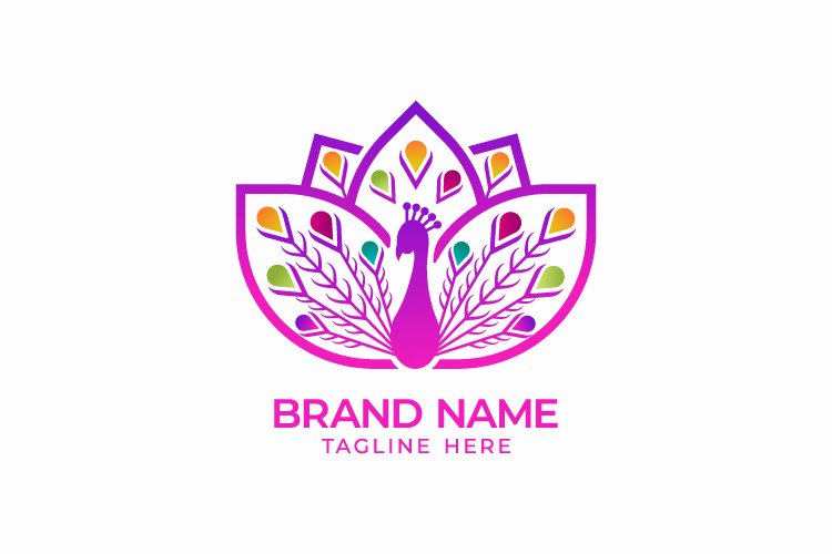 colorfull peacok lotus logo vector example image 1