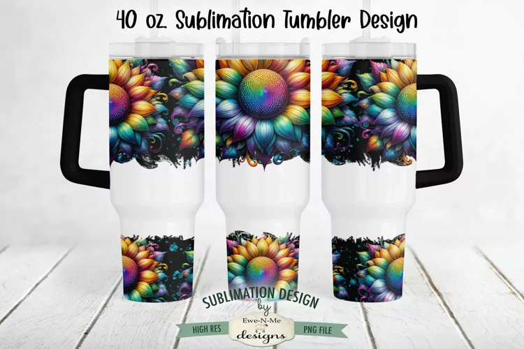 Colorful Sunflower Design for 40 oz. Sublimation Tumbler