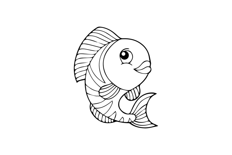 Coloring book animal fish character line art illustration
