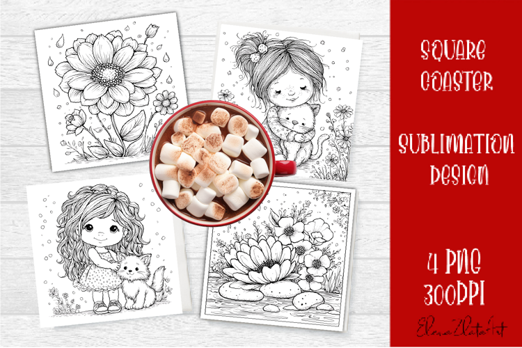 Summer girls Coaster Design |Coloring pages