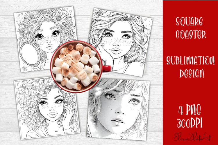 Summer girls Coaster Design |Coloring pages