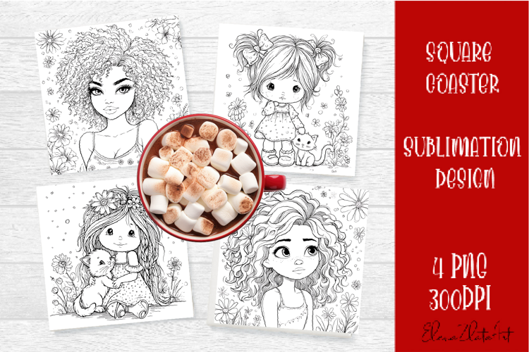 Summer girls Coaster Design |Coloring pages