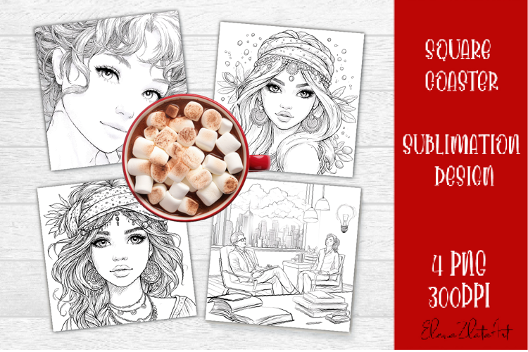 Summer girls Coaster Design |Coloring pages