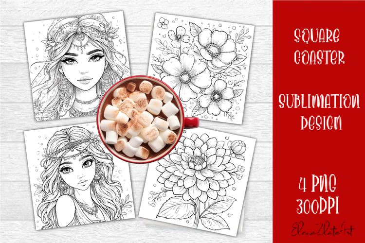 Summer girls Coaster Design |Coloring pages