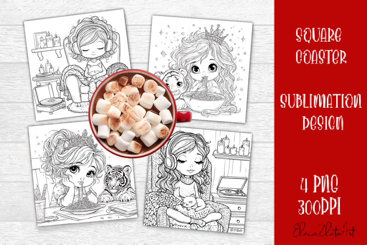 Summer girls Coaster Design |Coloring pages