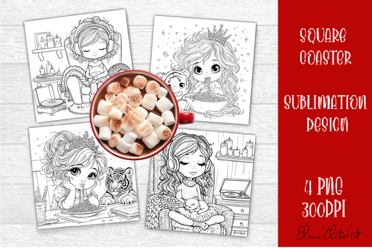 Summer girls Coaster Design |Coloring pages