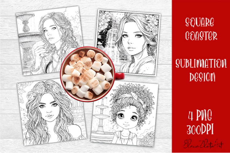Summer girls Coaster Design |Coloring pages