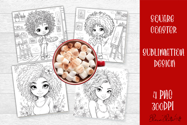 Summer girls Coaster Design |Coloring pages