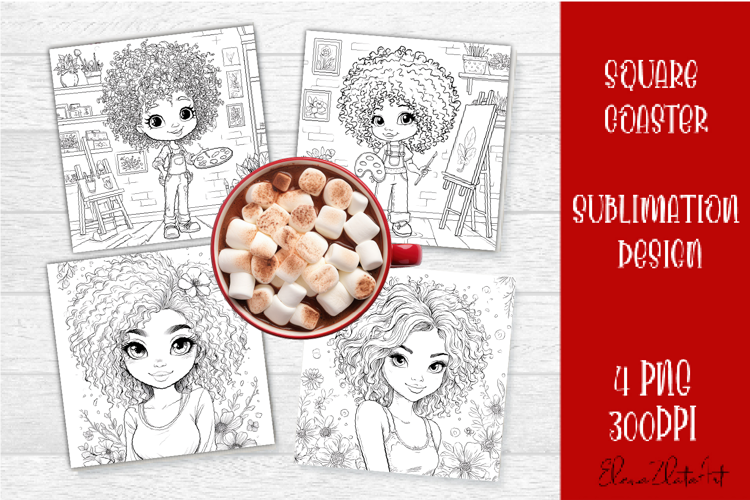 Summer girls Coaster Design |Coloring pages