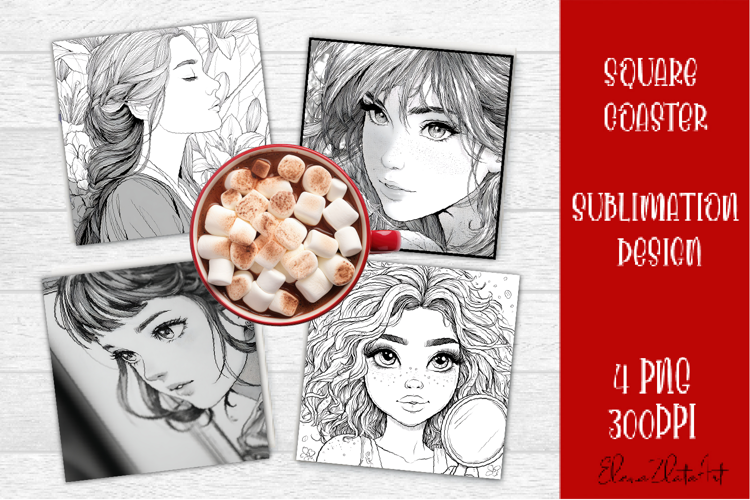 Summer girls Coaster Design |Coloring pages