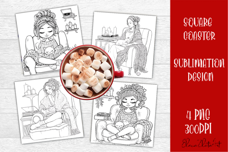 Summer girls Coaster Design |Coloring pages