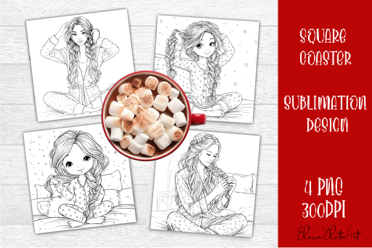 Summer girls Coaster Design |Coloring pages