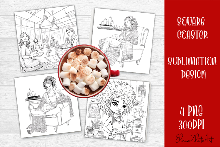 Summer girls Coaster Design |Coloring pages